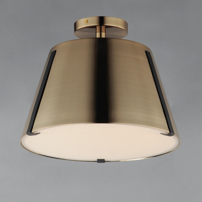Maxim 25170DBZHR LED Semi Flush Mount, Dark Bronze, Leather, Heritage Brass