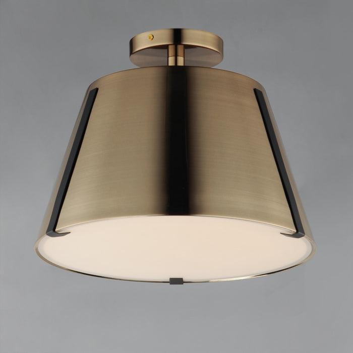 Maxim 25170DBZHR LED Semi Flush Mount, Dark Bronze, Leather, Heritage Brass