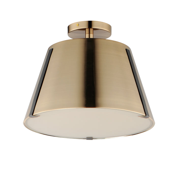 Maxim 25170DBZHR LED Semi Flush Mount, Dark Bronze, Leather, Heritage Brass