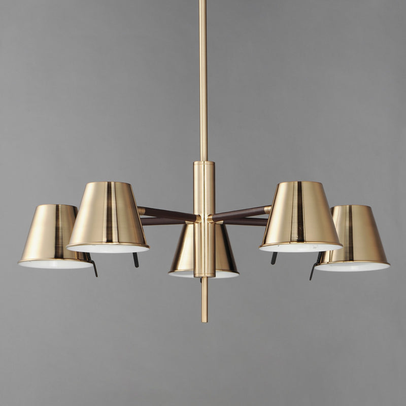 Maxim 25175DBZHR LED Chandelier, Dark Bronze, Leather, Heritage Brass