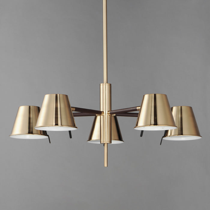 Maxim 25175DBZHR LED Chandelier, Dark Bronze, Leather, Heritage Brass