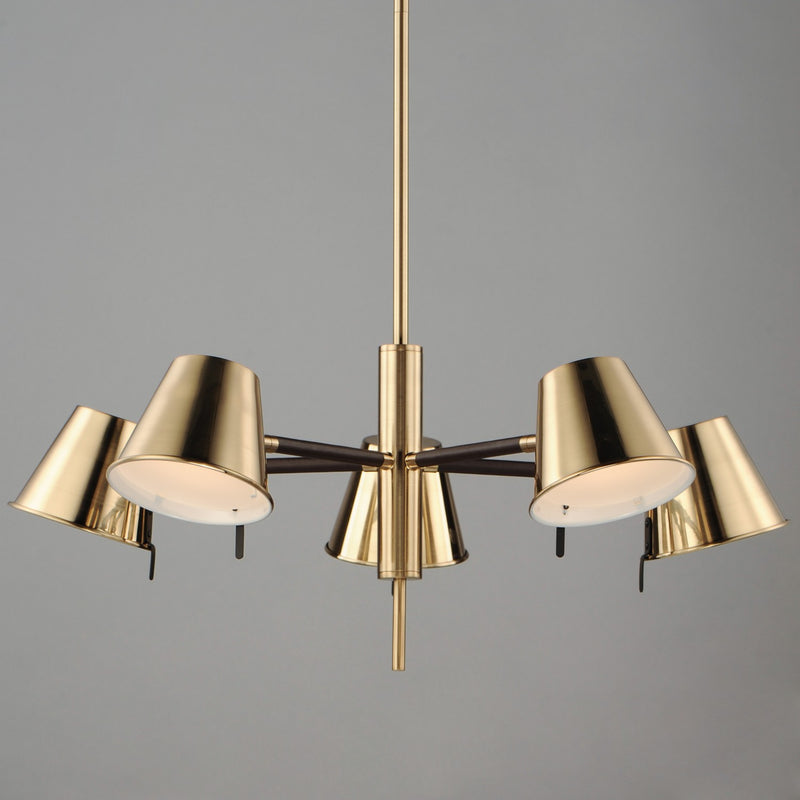 Maxim 25175DBZHR LED Chandelier, Dark Bronze, Leather, Heritage Brass