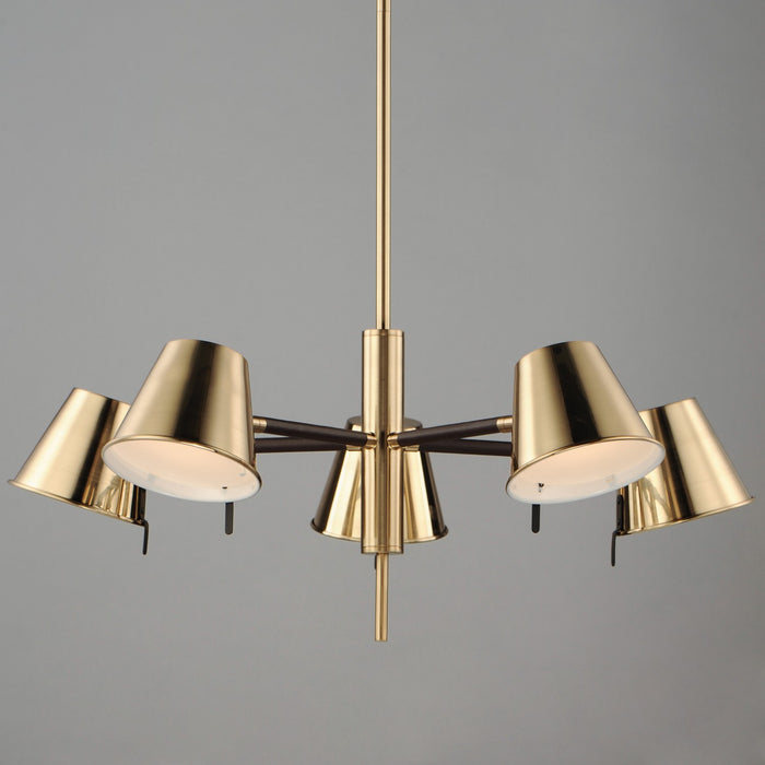 Maxim 25175DBZHR LED Chandelier, Dark Bronze, Leather, Heritage Brass