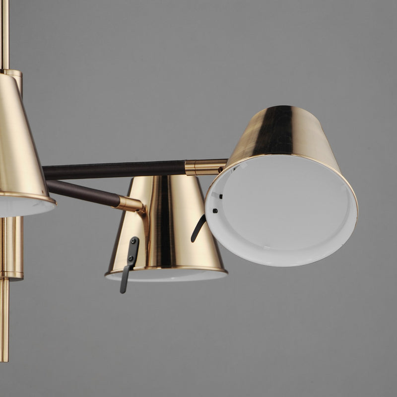 Maxim 25175DBZHR LED Chandelier, Dark Bronze, Leather, Heritage Brass