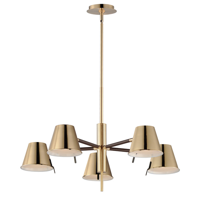 Maxim 25175DBZHR LED Chandelier, Dark Bronze, Leather, Heritage Brass