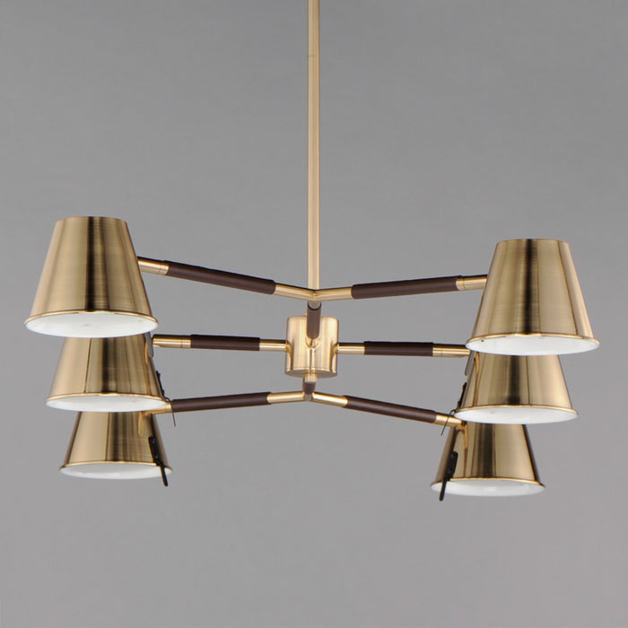 Maxim 25176DBZHR LED Chandelier, Dark Bronze, Leather, Heritage Brass