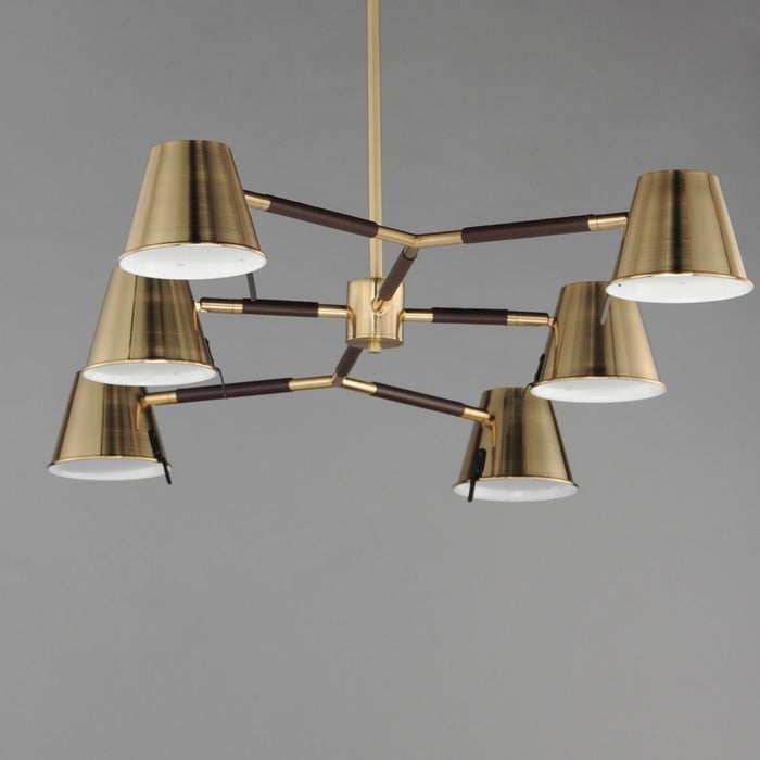 Maxim 25176DBZHR LED Chandelier, Dark Bronze, Leather, Heritage Brass