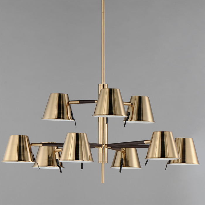 Maxim 25179DBZHR LED Chandelier, Dark Bronze, Leather, Heritage Brass