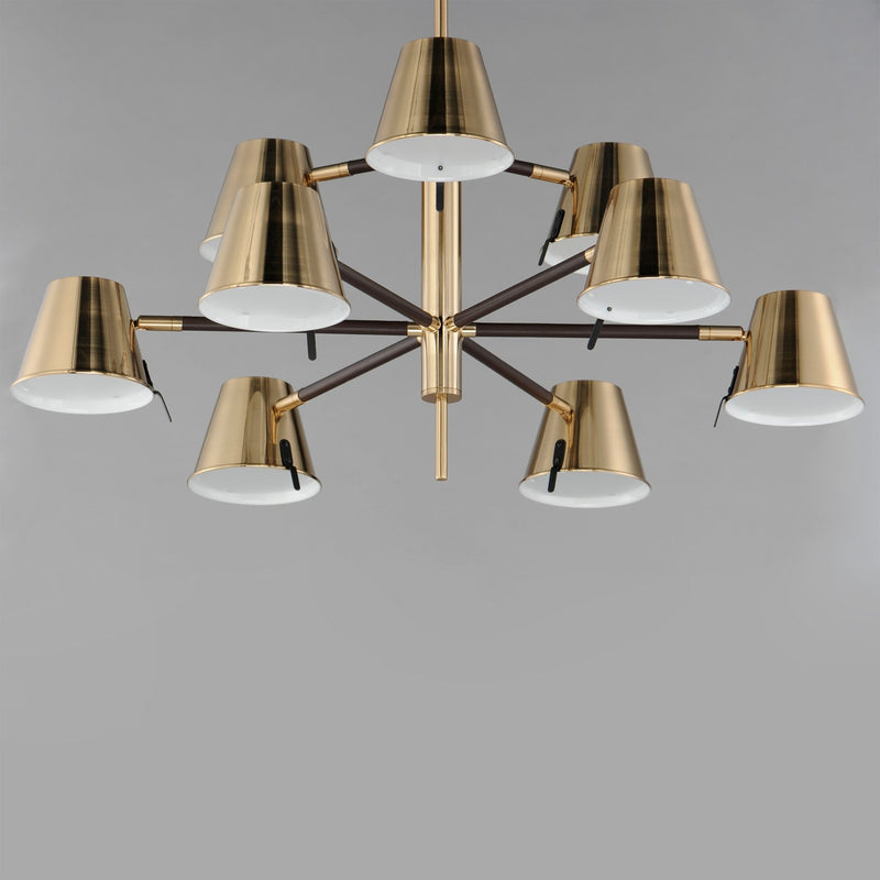 Maxim 25179DBZHR LED Chandelier, Dark Bronze, Leather, Heritage Brass