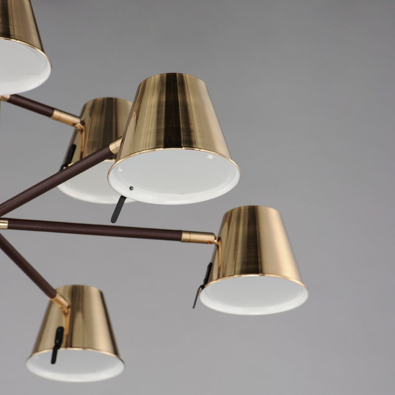 Maxim 25179DBZHR LED Chandelier, Dark Bronze, Leather, Heritage Brass