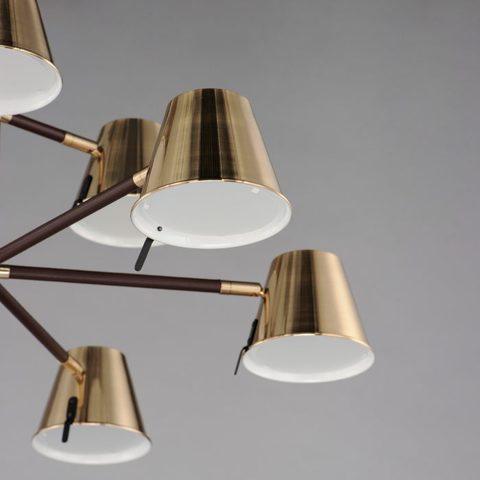 Maxim 25179DBZHR LED Chandelier, Dark Bronze, Leather, Heritage Brass