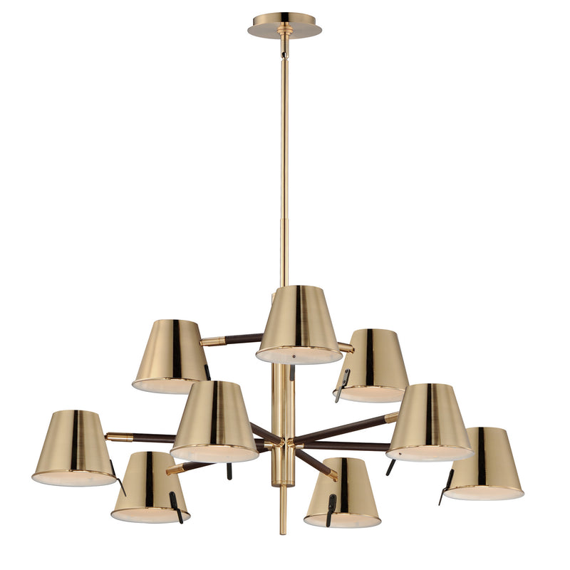 Maxim 25179DBZHR LED Chandelier, Dark Bronze, Leather, Heritage Brass