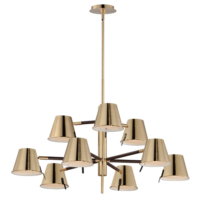 Maxim 25179DBZHR LED Chandelier, Dark Bronze, Leather, Heritage Brass