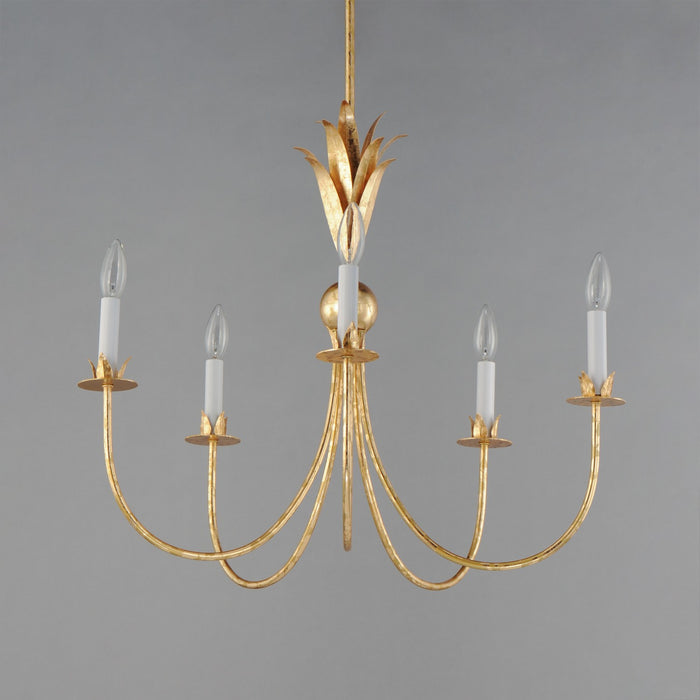 Maxim 2885GL Five Light Chandelier, Gold Leaf