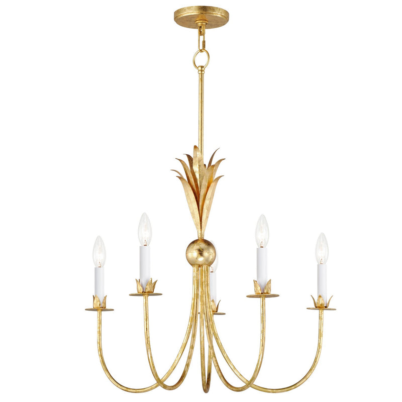 Maxim 2885GL Five Light Chandelier, Gold Leaf