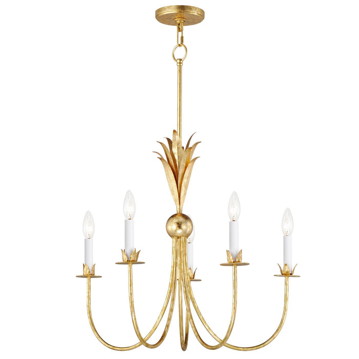 Maxim 2885GL Five Light Chandelier, Gold Leaf