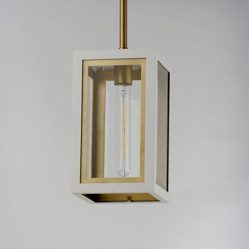 Maxim 30051CLWTGLD One Light Outdoor Pendant, White/Gold