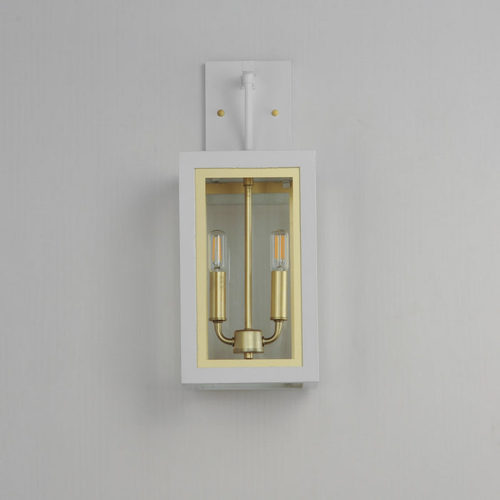 Maxim 30054CLWTGLD Two Light Outdoor Wall Sconce, White/Gold
