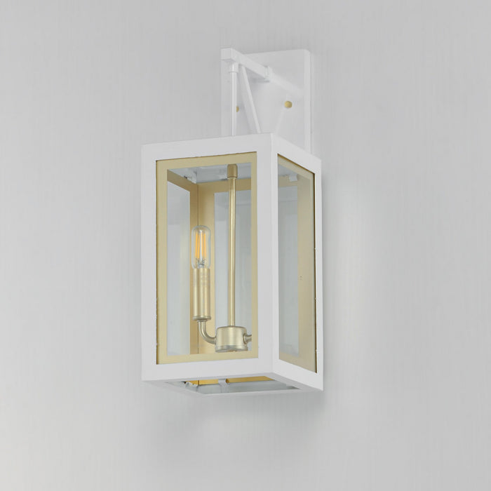 Maxim 30054CLWTGLD Two Light Outdoor Wall Sconce, White/Gold