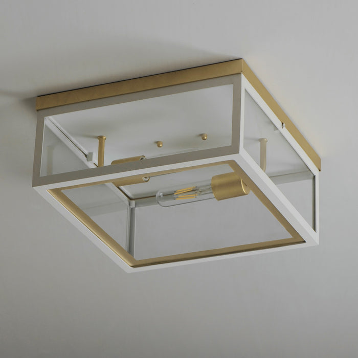 Maxim 30059CLWTGLD Two Light Outdoor Flush Mount, White/Gold