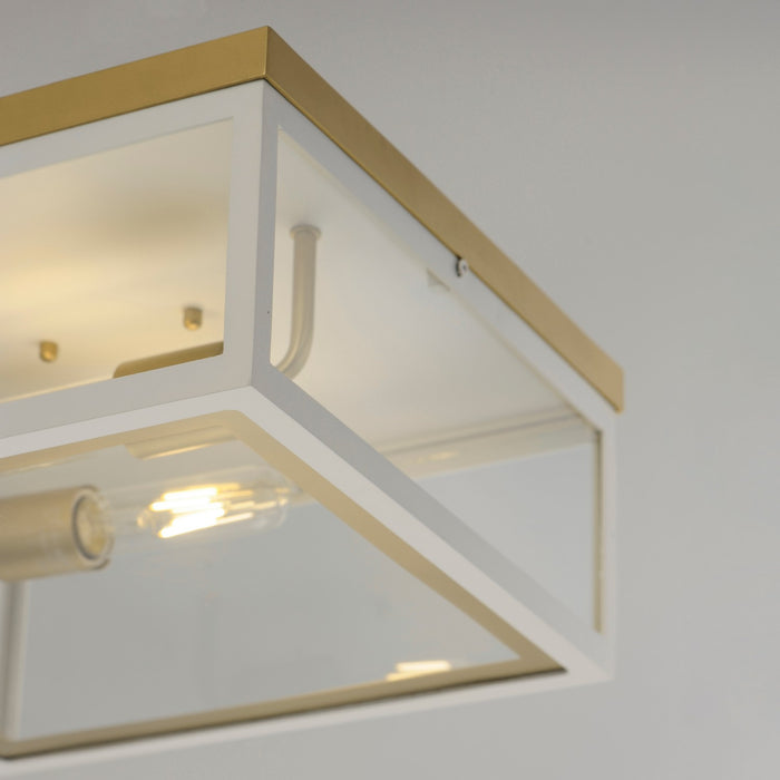 Maxim 30059CLWTGLD Two Light Outdoor Flush Mount, White/Gold