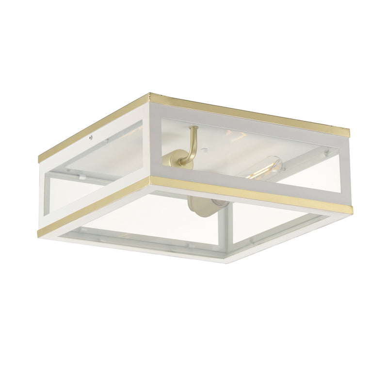 Maxim 30059CLWTGLD Two Light Outdoor Flush Mount, White/Gold