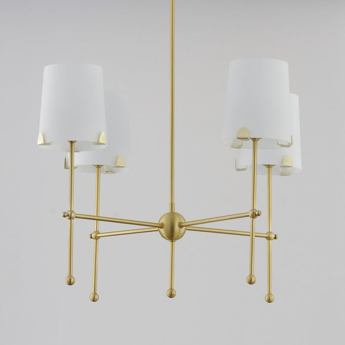 Maxim 32364WTSBR Four Light Chandelier, Satin Brass