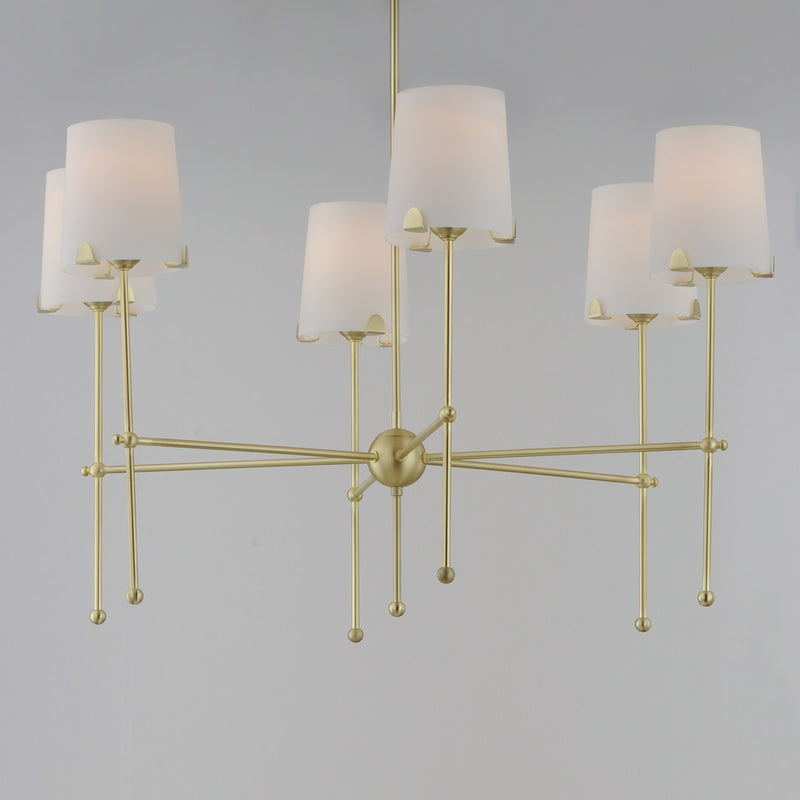 Maxim 32366WTSBR Six Light Chandelier, Satin Brass