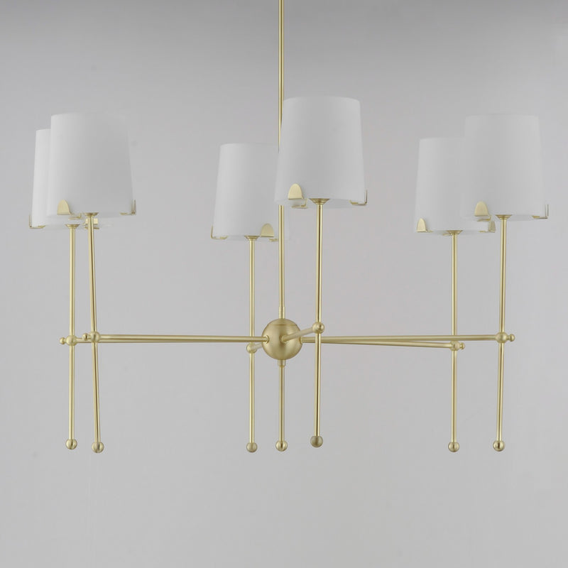 Maxim 32366WTSBR Six Light Chandelier, Satin Brass
