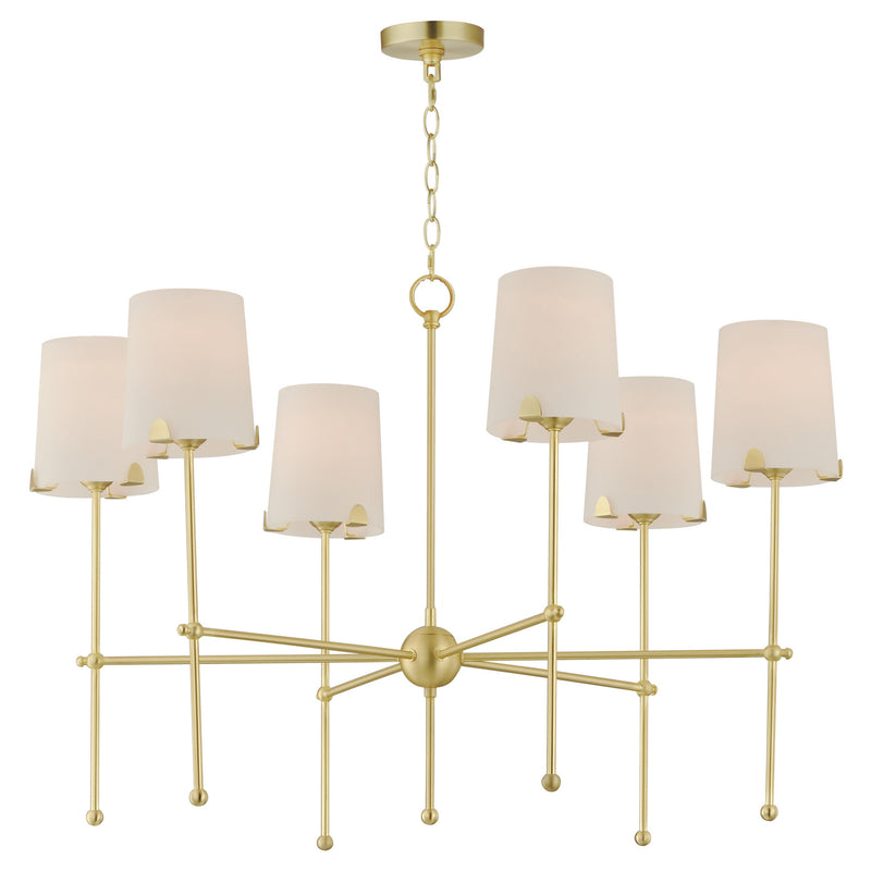 Maxim 32366WTSBR Six Light Chandelier, Satin Brass