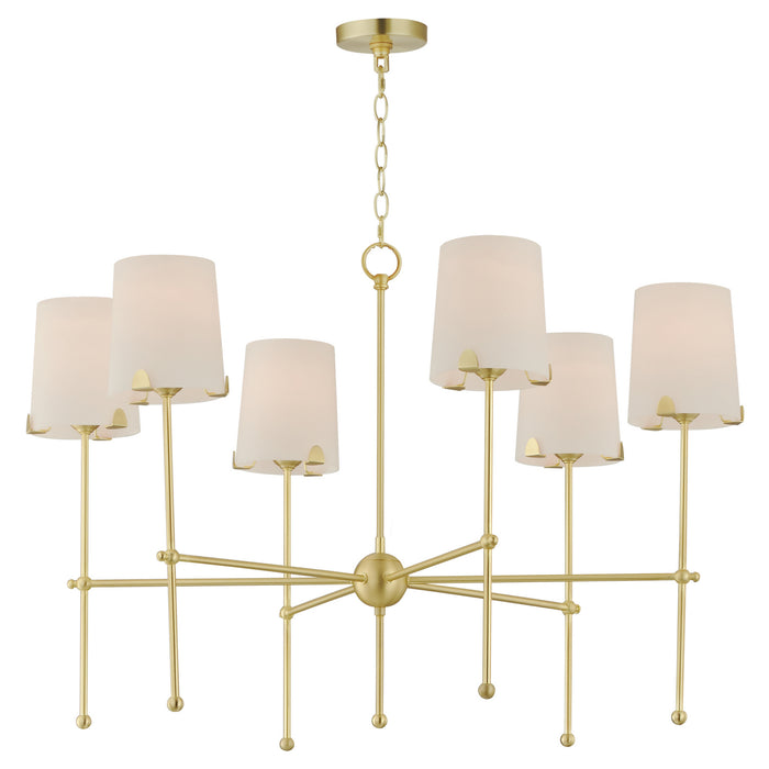 Maxim 32366WTSBR Six Light Chandelier, Satin Brass