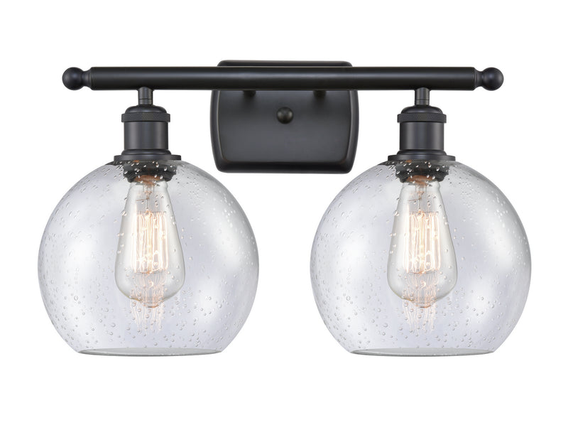 Innovations 516-2W-BK-G124-8 Two Light Bath Vanity, Matte Black
