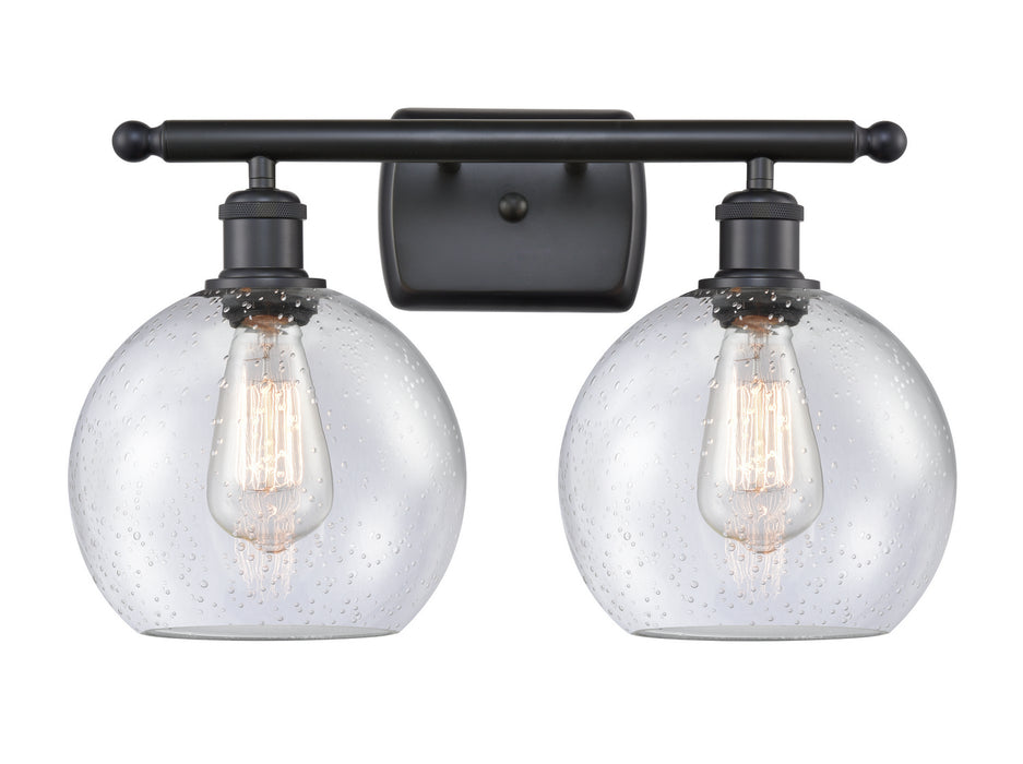 Innovations 516-2W-BK-G124-8 Two Light Bath Vanity, Matte Black