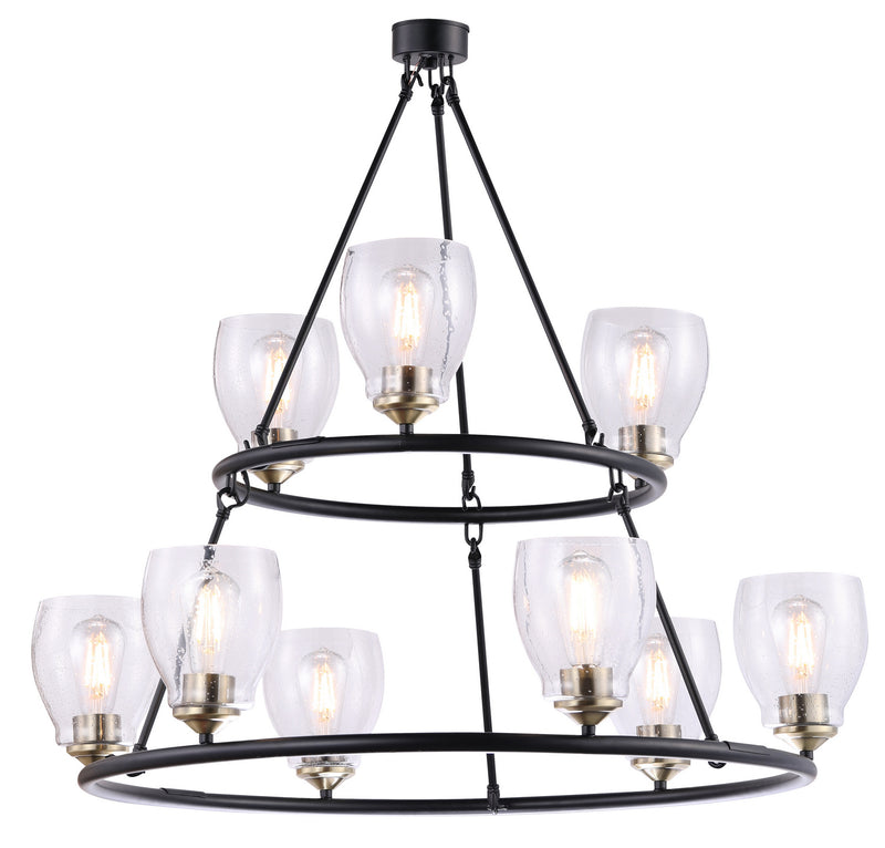 Minka-Lavery 2439-878 Nine Light Chandelier, Coal And Stained Brass