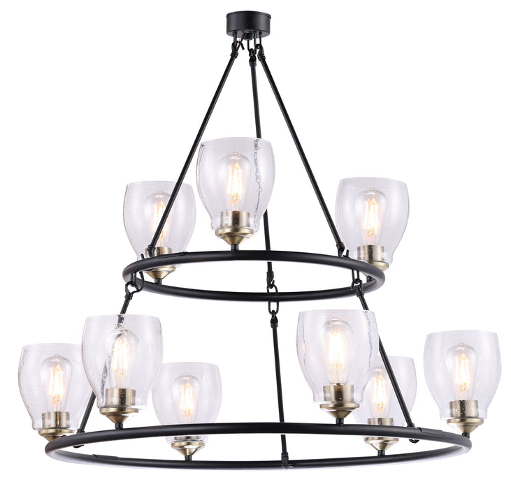 Minka-Lavery 2439-878 Nine Light Chandelier, Coal And Stained Brass