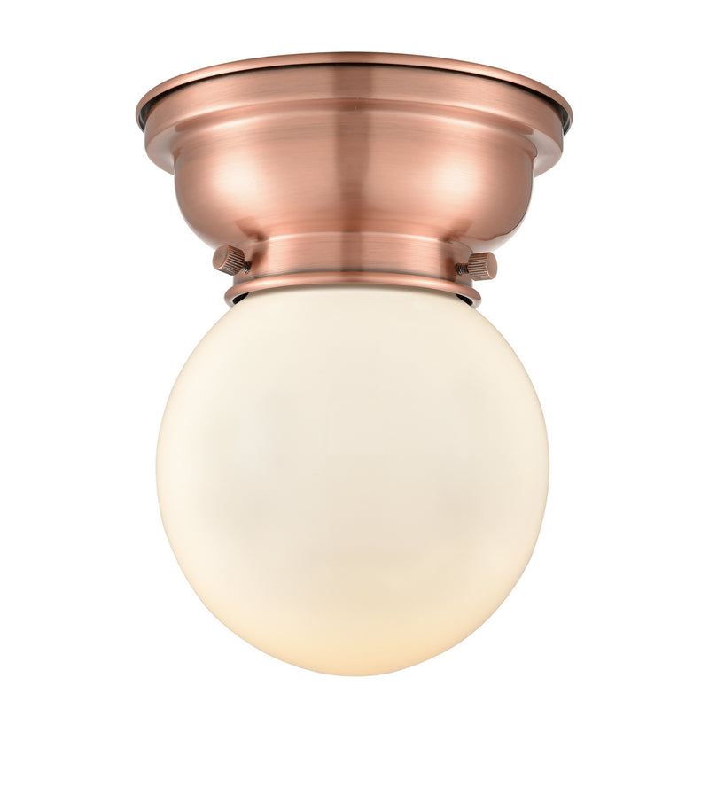 Innovations 623-1F-AC-G201-6 One Light Flush Mount, Antique Copper