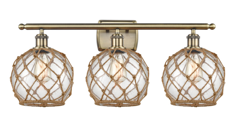 Innovations 516-3W-AB-G122-8RB Three Light Bath Vanity, Antique Brass