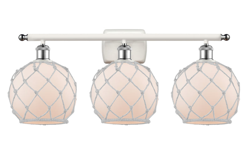 Innovations 516-3W-WPC-G121-8RW Three Light Bath Vanity, White Polished Chrome