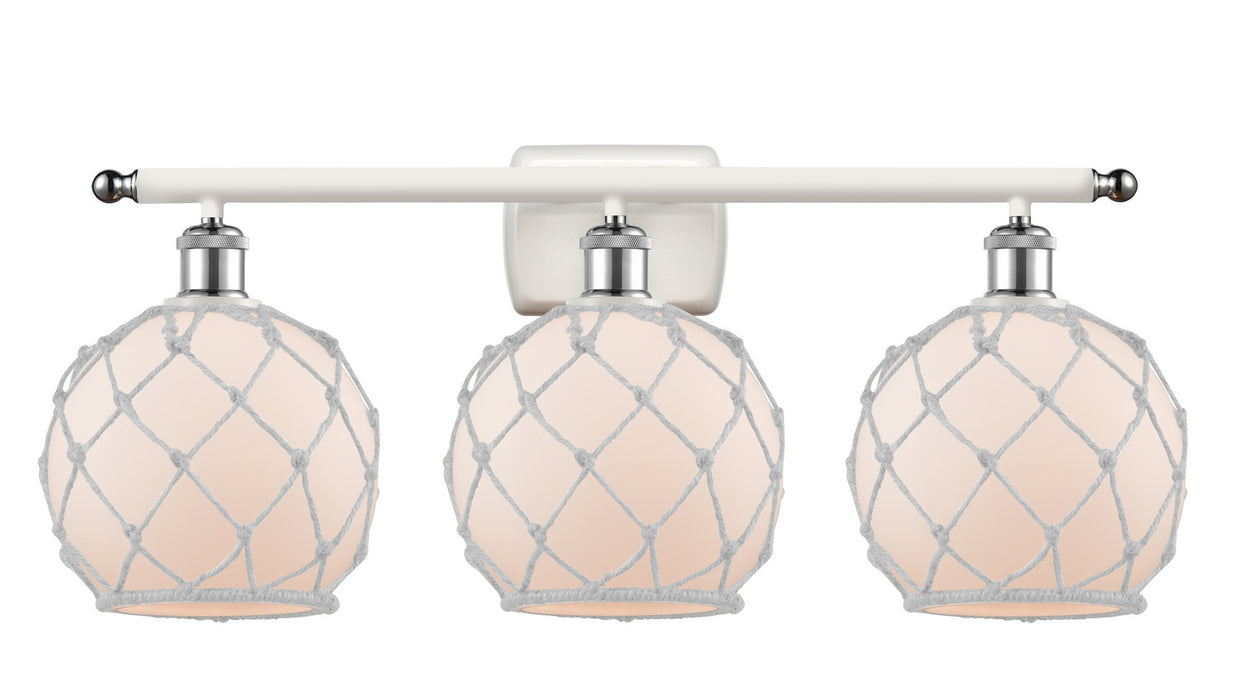 Innovations 516-3W-WPC-G121-8RW Three Light Bath Vanity, White Polished Chrome