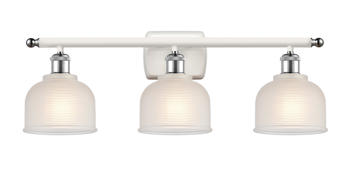Innovations 516-3W-WPC-G411 Three Light Bath Vanity, White Polished Chrome