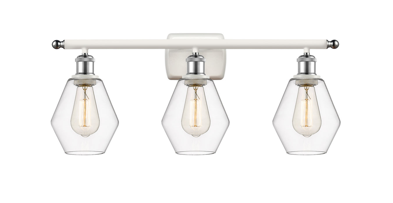 Innovations 516-3W-WPC-G652-6 Three Light Bath Vanity, White Polished Chrome