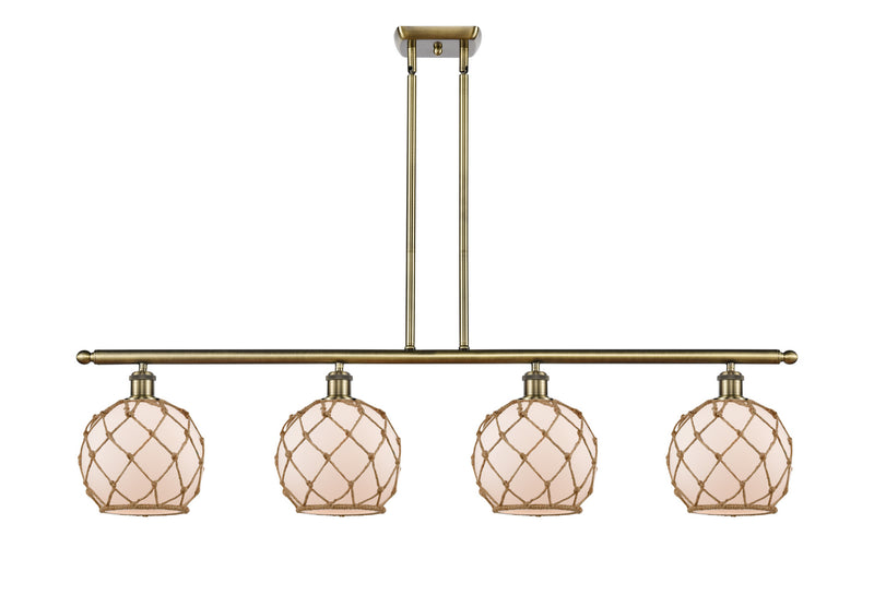 Innovations 516-4I-AB-G121-8RB Four Light Island Pendant, Antique Brass