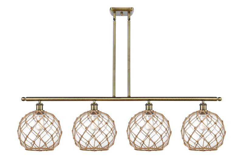 Innovations 516-4I-AB-G122-10RB Four Light Island Pendant, Antique Brass