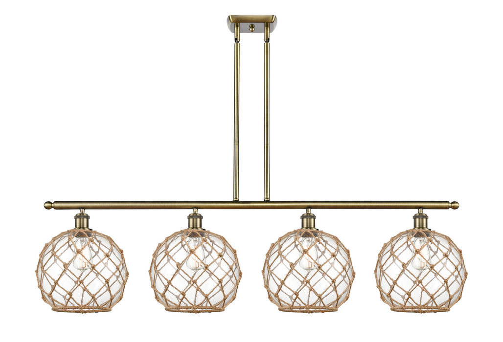 Innovations 516-4I-AB-G122-10RB Four Light Island Pendant, Antique Brass