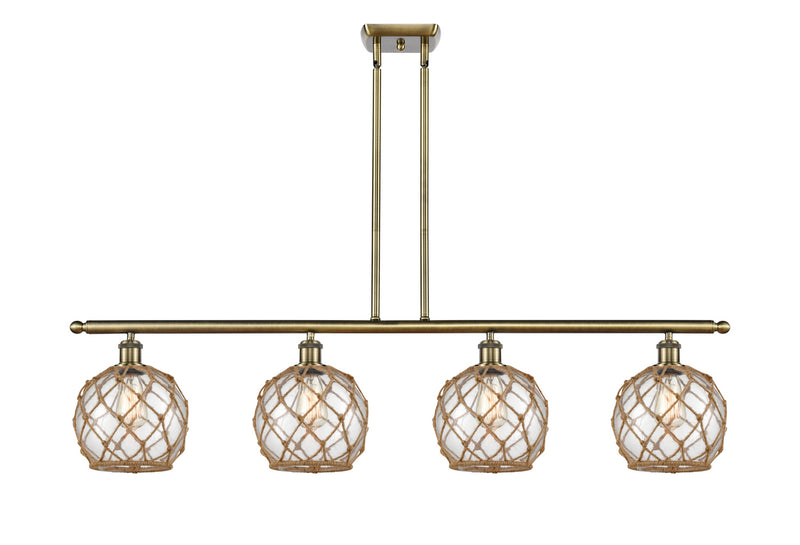 Innovations 516-4I-AB-G122-8RB Four Light Island Pendant, Antique Brass