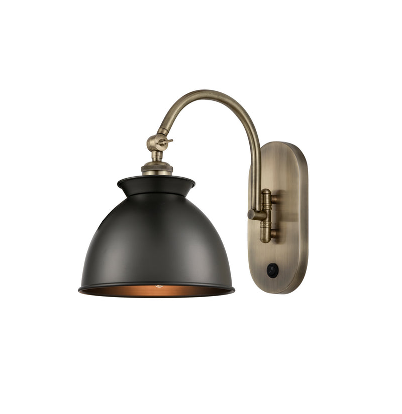 Innovations 518-1W-AB-M14-BK-LED LED Wall Sconce, Antique Brass