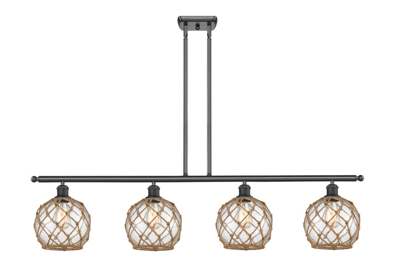 Innovations 516-4I-BK-G122-8RB Four Light Island Pendant, Matte Black