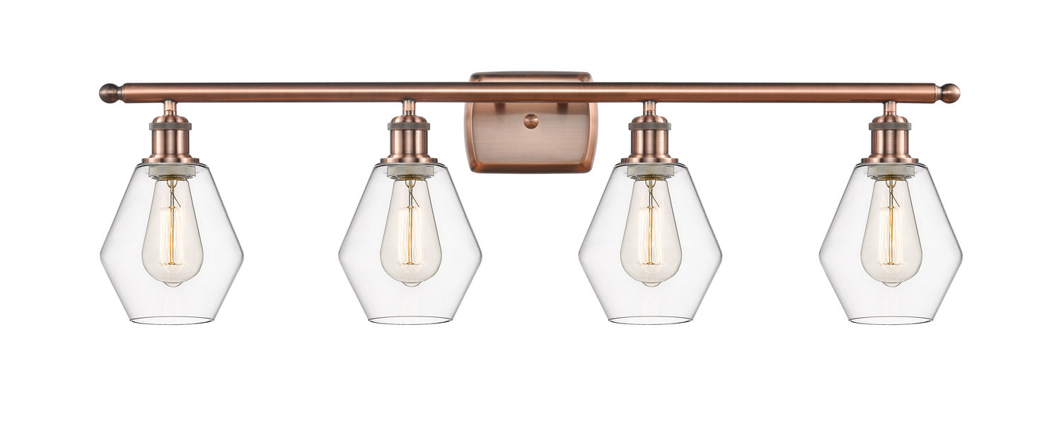 Innovations 516-4W-AC-G652-6 Four Light Bath Vanity, Antique Copper