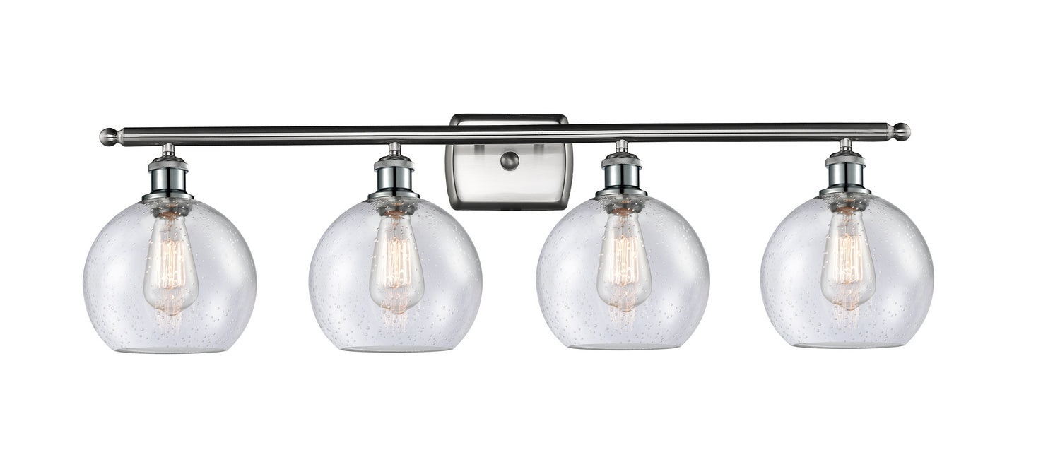 Innovations 516-4W-SN-G124-8 Four Light Bath Vanity, Brushed Satin Nickel