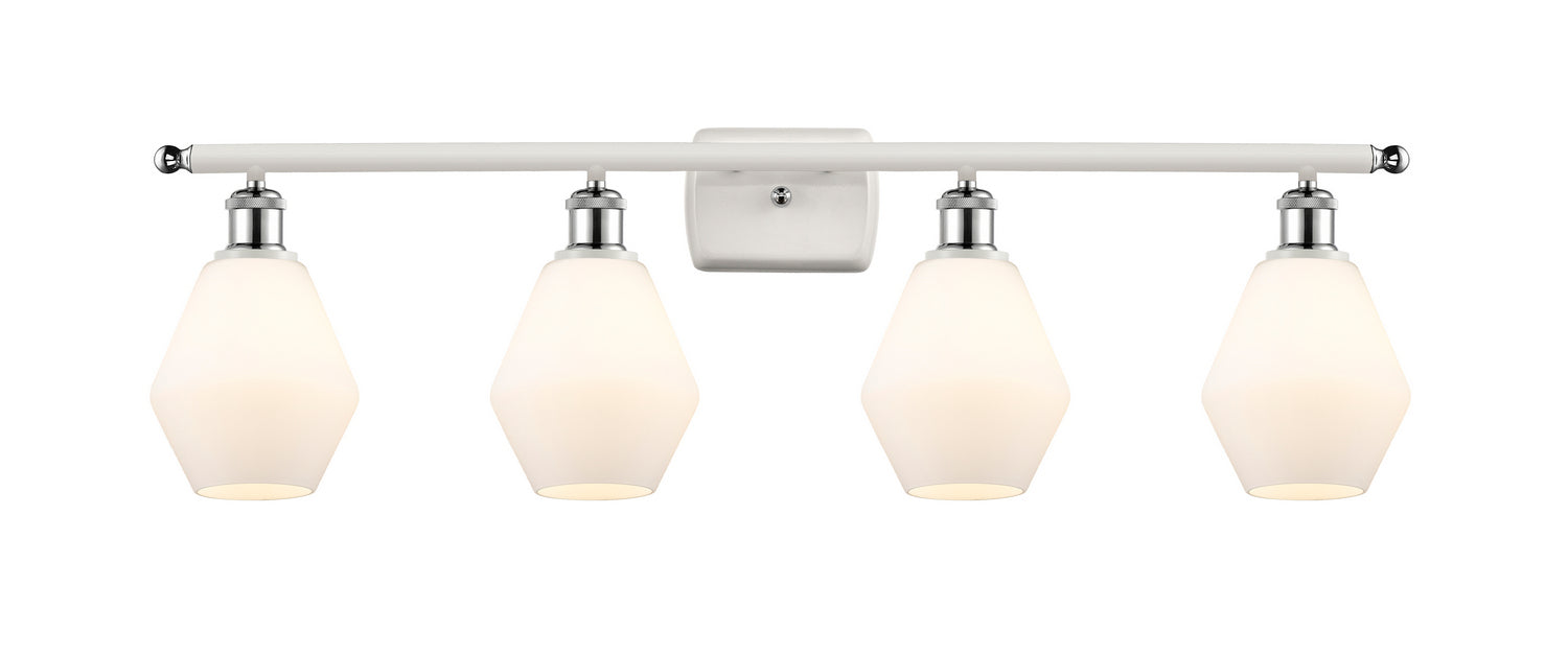 Innovations 516-4W-WPC-G651-6 Four Light Bath Vanity, White Polished Chrome